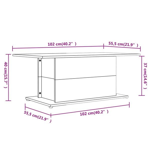 vidaXL Τραπεζάκι Σαλονιού Γκρι Sonoma 102x55,5x40εκ Επεξεργασμένο Ξύλο