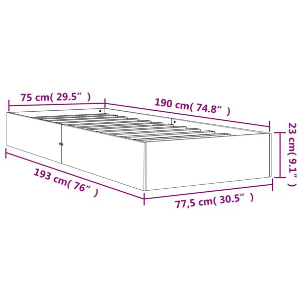vidaXL Σκελετός Κρεβ. Χωρίς Στρώμα Καφέ Κεριού 75x190 εκ Μασίφ Πεύκο