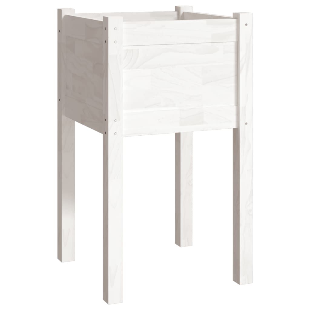 vidaXL Ζαρντινιέρες 2 τεμ. Λευκές 40 x 40 x 70 εκ. Μασίφ Ξύλο Πεύκου