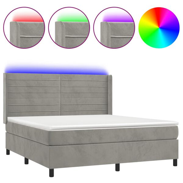 vidaXL &Kappa;&rho;&epsilon;&beta;ά&tau;&iota; Boxspring &mu;&epsilon; &Sigma;&tau;&rho;ώ&mu;&alpha; & LED &Alpha;&nu;.&Gamma;&kappa;&rho;&iota; 160x200 &epsilon;&kappa;. &Beta;&epsilon;&lambda;&omicron;ύ&delta;&iota;&nu;&omicron;