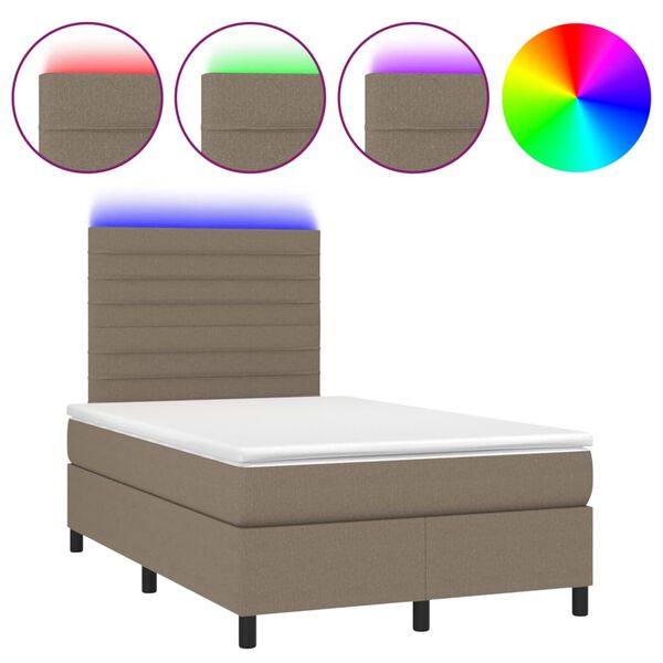 vidaXL &Kappa;&rho;&epsilon;&beta;ά&tau;&iota; Boxspring &mu;&epsilon; &Sigma;&tau;&rho;ώ&mu;&alpha; & LED Taupe 120x200 &epsilon;&kappa;. &Upsilon;&phi;&alpha;&sigma;&mu;ά&tau;&iota;&nu;&omicron;