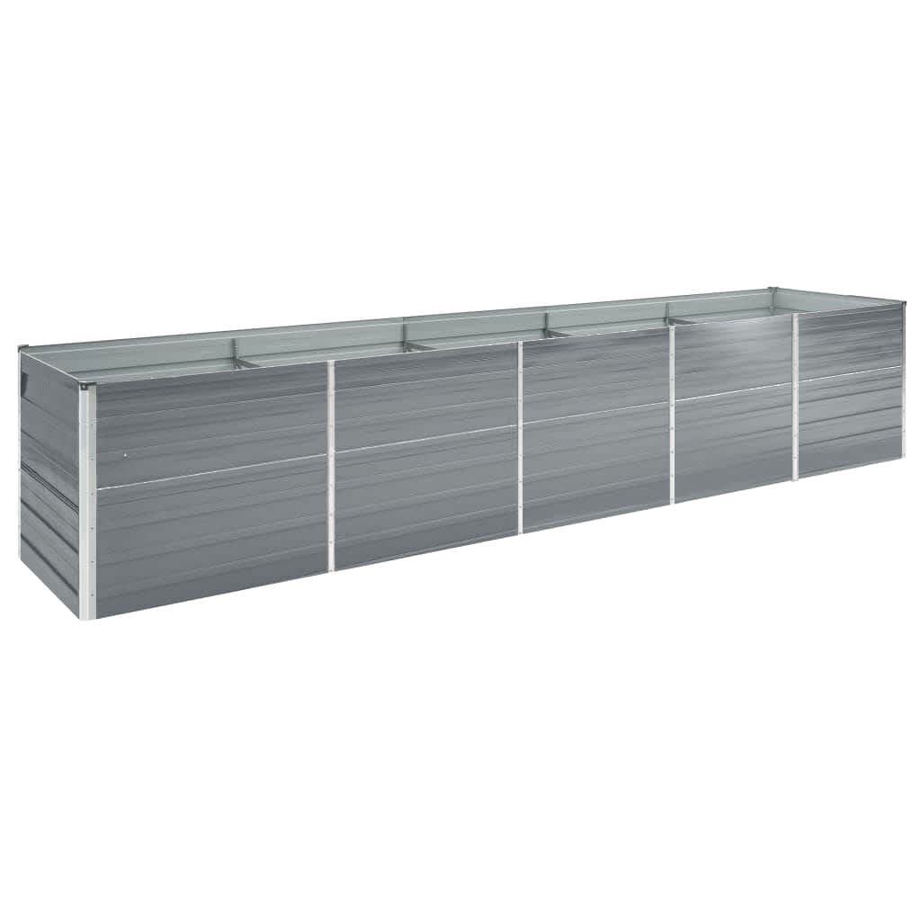 vidaXL Ζαρντινιέρα Υπερυψωμένη Γκρι 400x80x45 εκ. Γαλβαν. Χάλυβας