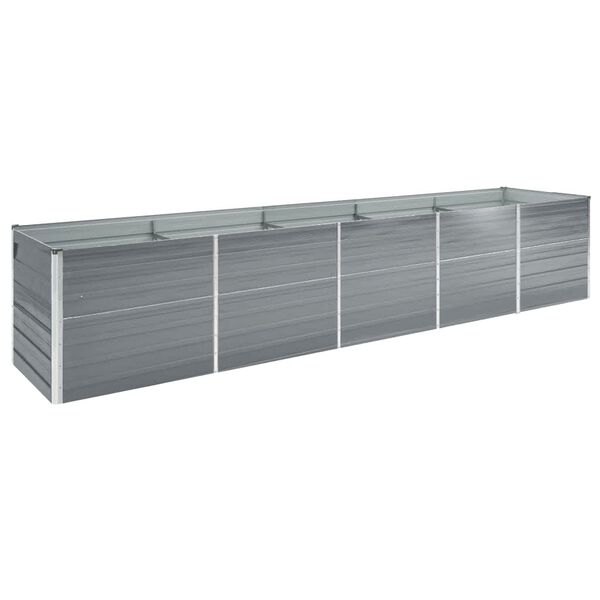 vidaXL Ζαρντινιέρα Υπερυψωμένη Γκρι 400x80x45 εκ. Γαλβαν. Χάλυβας