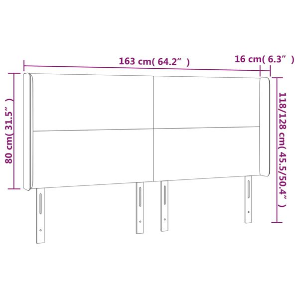 vidaXL Κεφαλάρι Κρεβατιού LED Ανοιχτό Γκρι 163x16x118/128εκ. Βελούδινο