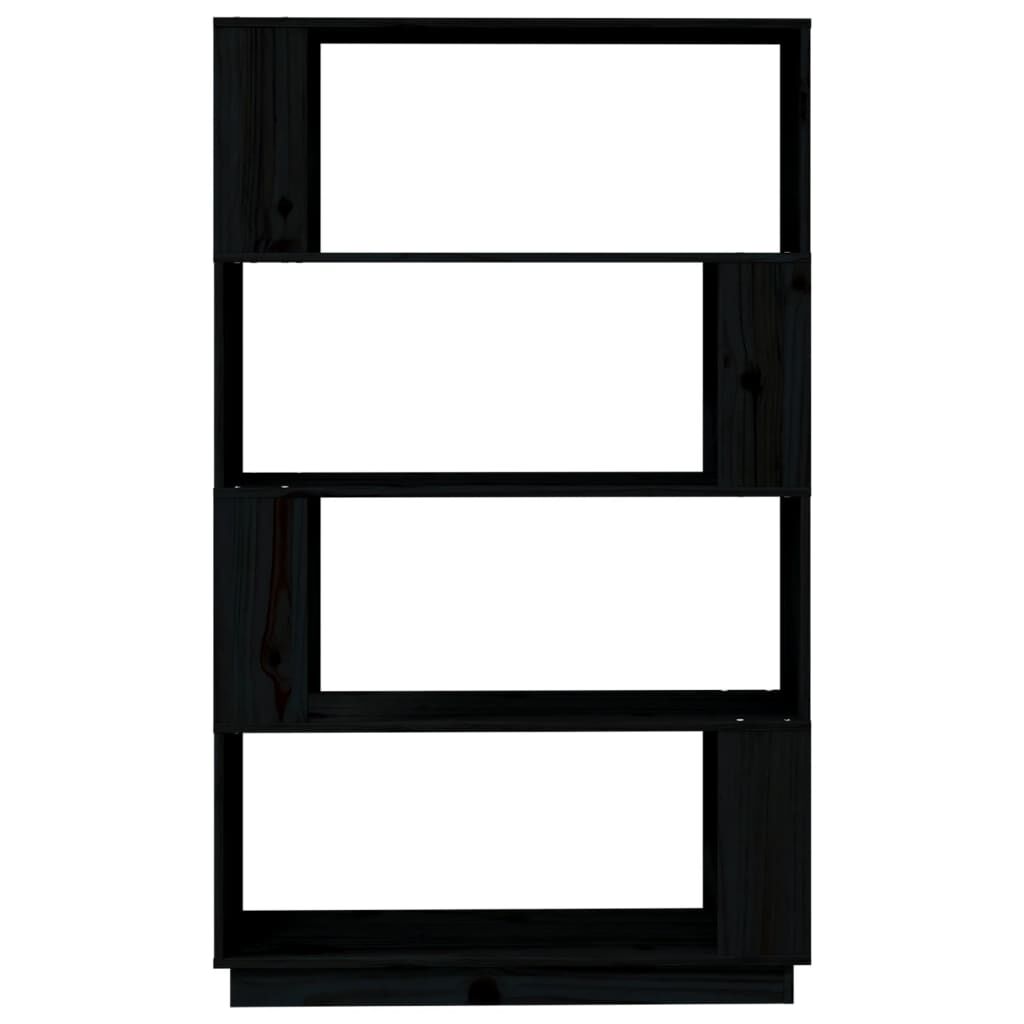 vidaXL Βιβλιοθήκη/Διαχωριστικό Χώρου Μαύρο 80x25x132 εκ. Μασίφ Πεύκο