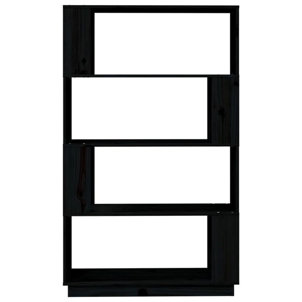 vidaXL Βιβλιοθήκη/Διαχωριστικό Χώρου Μαύρο 80x25x132 εκ. Μασίφ Πεύκο