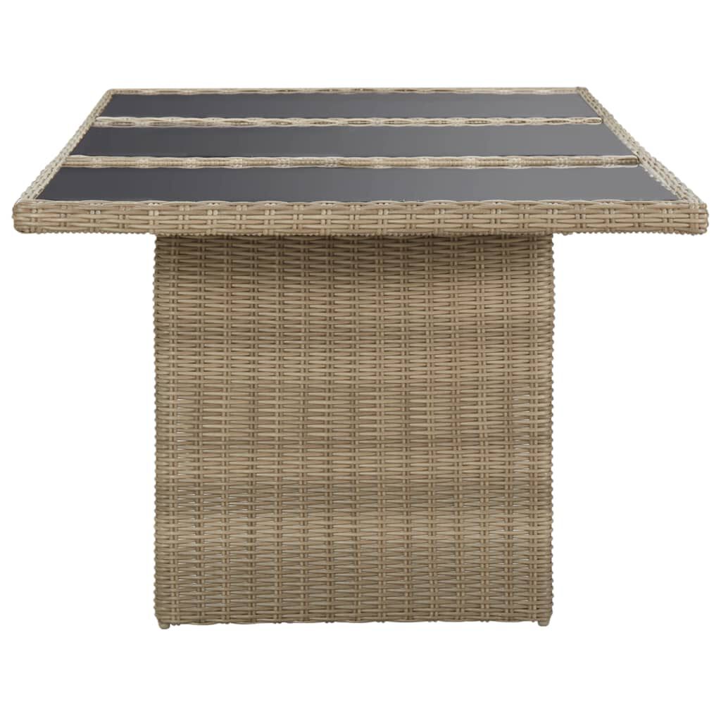 vidaXL Τραπεζαρία Κήπου Καφέ 200x100x74 εκ. από Γυαλί/Συνθετικό Ρατάν