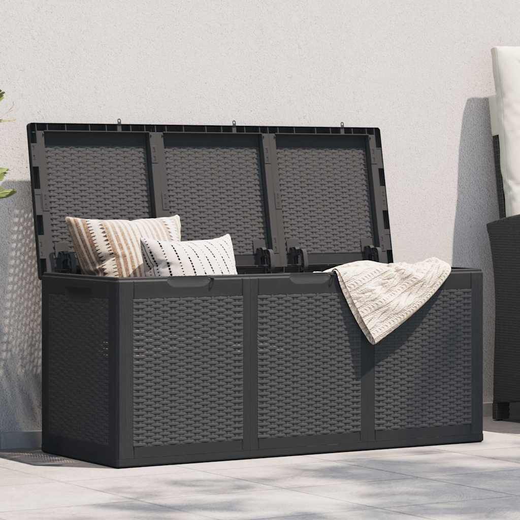 vidaXL Μπαούλο Αποθήκευσης Κήπου Μαύρο 270 Λίτρα Ρατάν Πολυπροπυλενίου