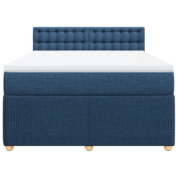 vidaXL Κρεβάτι Boxspring με Στρώμα Μπλε 140x200 εκ. Υφασμάτινο