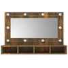 vidaXL Έπιπλο Καθρέπτη με LED Καπνιστή Δρυς 90x31,5x62 εκ.