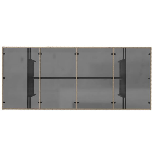 vidaXL Τραπέζι Κήπου Γυάλινη Επιφάνεια Μπεζ 190x80x75 εκ. Συνθ. Ρατάν