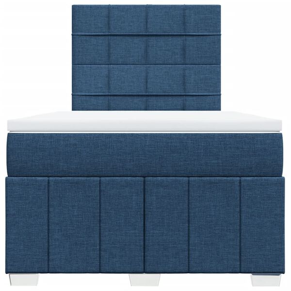 vidaXL Κρεβάτι Boxspring με Στρώμα Μπλε 120x200 εκ. Υφασμάτινο