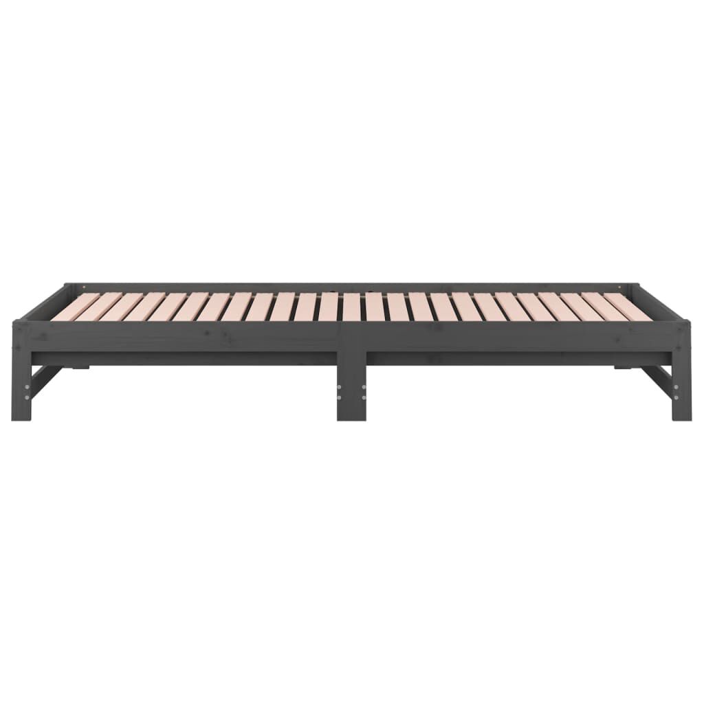 vidaXL Καναπές Κρεβάτι Συρόμενος Γκρι 2x(90x200) εκ. Μασίφ Ξύλο Πεύκου