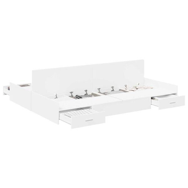 vidaXL Κρεβάτι με αποθηκευτικό χώρο Λευκό 140 x 190 cm Ματ ιμάντας