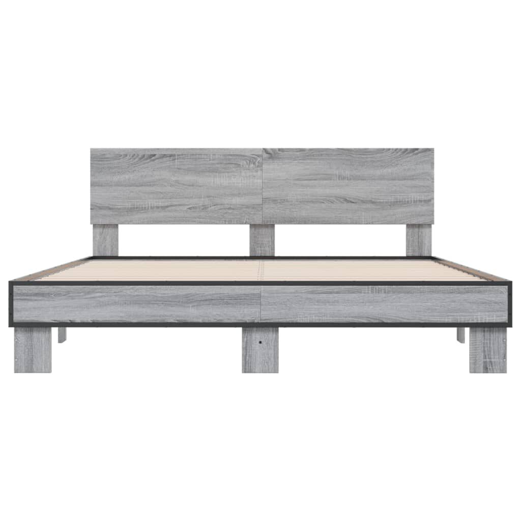 vidaXL Πλαίσιο Κρεβατιού Γκρι Sonoma 160x200 εκ. Επεξ. Ξύλο & Μέταλλο