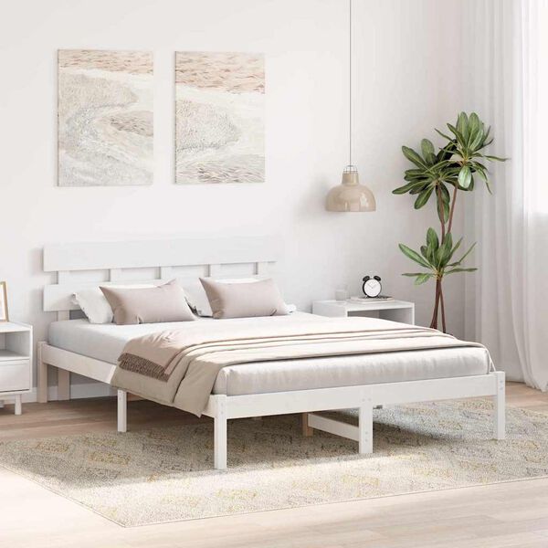 vidaXL Σκελετός Κρεβατιού Λευκό 160 x 200 cm Μασίφ ξύλο πεύκου
