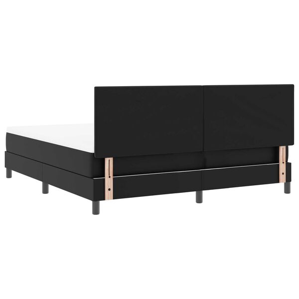 vidaXL Κρεβάτι Box Spring με Στρώμα σε Μαύρο, Σούπερ Κινγκ Μέγεθος, Τεχνητό Δέρμα