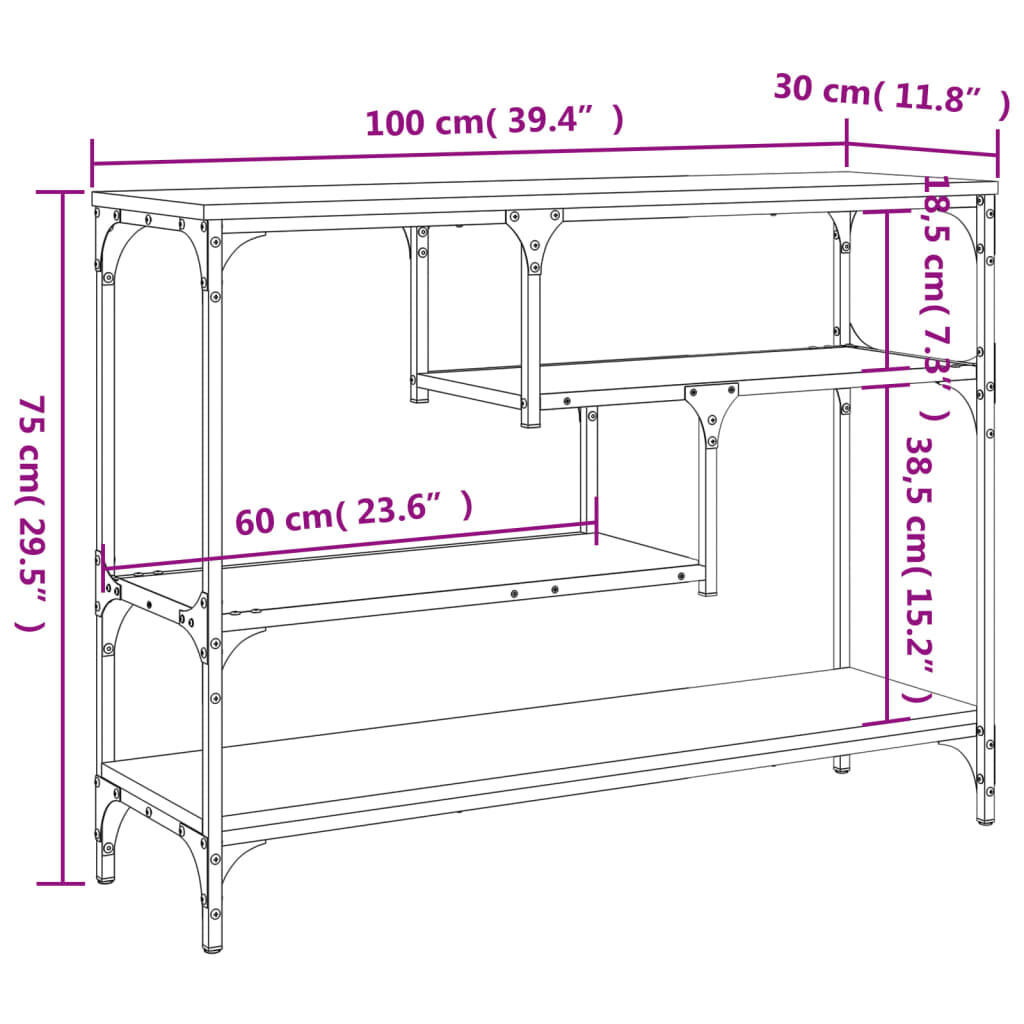 vidaXL Τραπέζι Κονσόλα Μαύρο 100x30x75 εκ. από Επεξεργ. Ξύλο