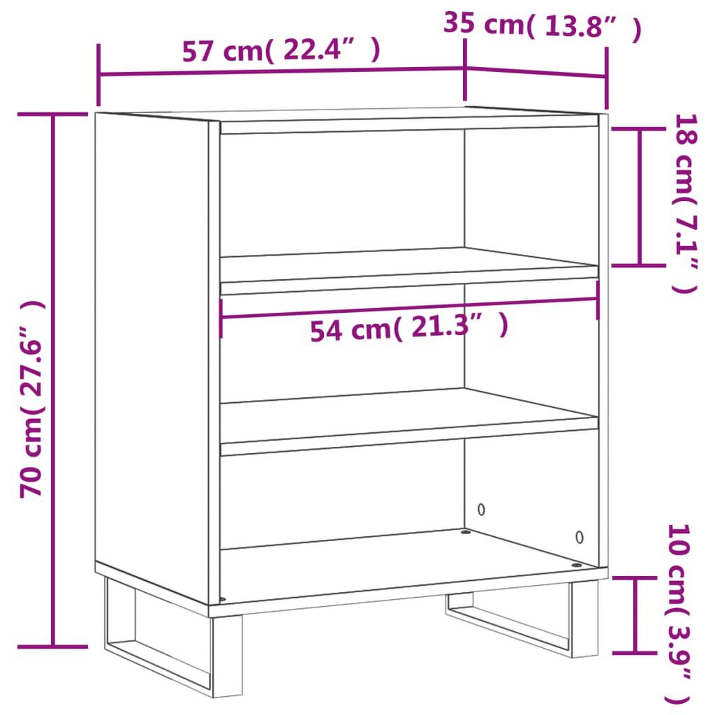 vidaXL Ραφιέρα Γκρι Sonoma 57 x 35 x 70 εκ. από Επεξεργασμένο Ξύλο