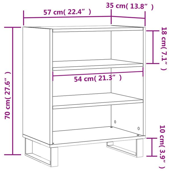 vidaXL Ραφιέρα Γκρι Sonoma 57 x 35 x 70 εκ. από Επεξεργασμένο Ξύλο