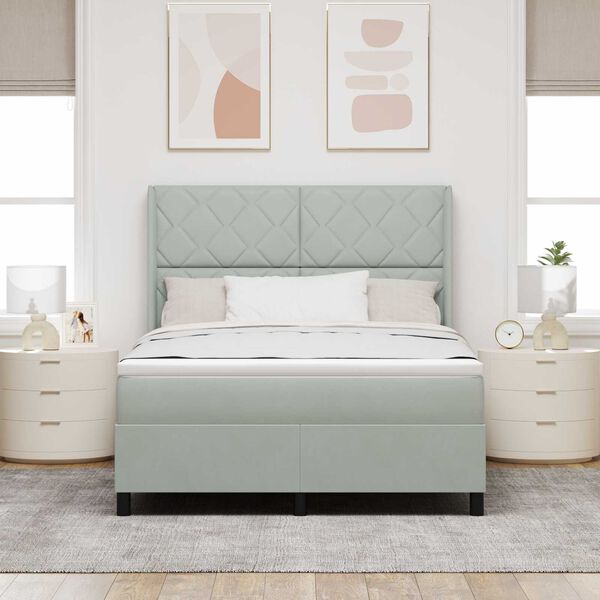 vidaXL Κρεβάτι με ελατήρια Ανοιχτό γκρι 140 x 200 cm Βελούδο