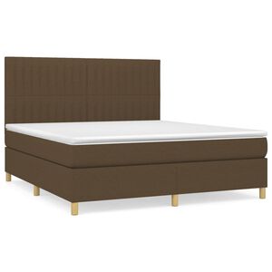 vidaXL Κρεβάτι Boxspring με Στρώμα Σκούρο Καφέ 180x200 εκ Υφασμάτινο