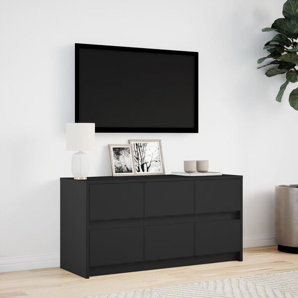 vidaXL Έπιπλο Τηλεόρασης με LED Μαύρο 100x34x50 εκ. από Επεξ. Ξύλο