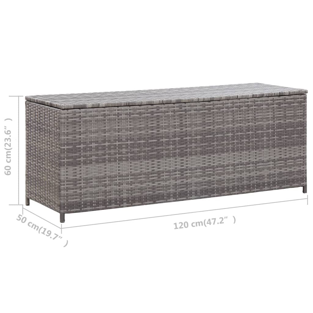 vidaXL Κουτί Αποθήκευσης Κήπου Γκρι 120x50x60 εκ. από Συνθετικό Ρατάν
