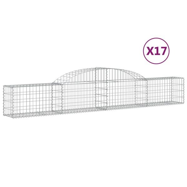 vidaXL Συρματοκιβώτια Τοξωτά 17 τεμ. 300x30x40/60 εκ. Γαλβαν. Ατσάλι