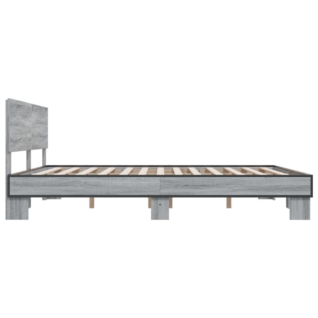vidaXL Πλαίσιο Κρεβατιού Γκρι Sonoma 180x200 εκ. Επεξ. Ξύλο & Μέταλλο