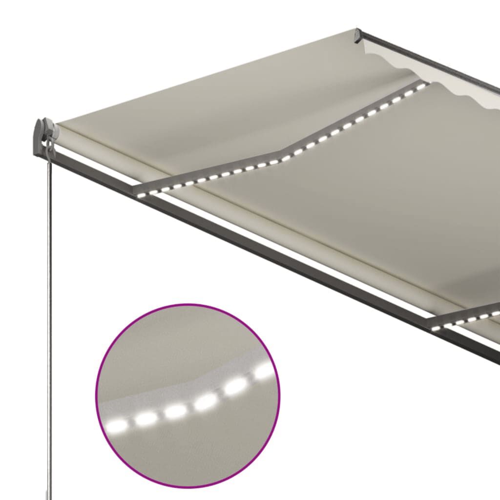 vidaXL Τέντα Αυτόματη με LED και Αισθητήρα Ανέμου Κρεμ 350 x 250 εκ.