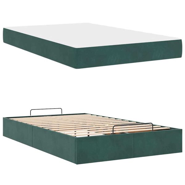 vidaXL Σκελετός Κρεβατιού Σκούρο πράσινο 120 x 200 cm Βελούδο