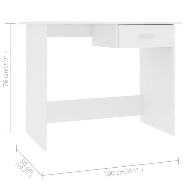 vidaXL Γραφείο Λευκό 100 x 50 x 76 εκ. από Επεξ. Ξύλο