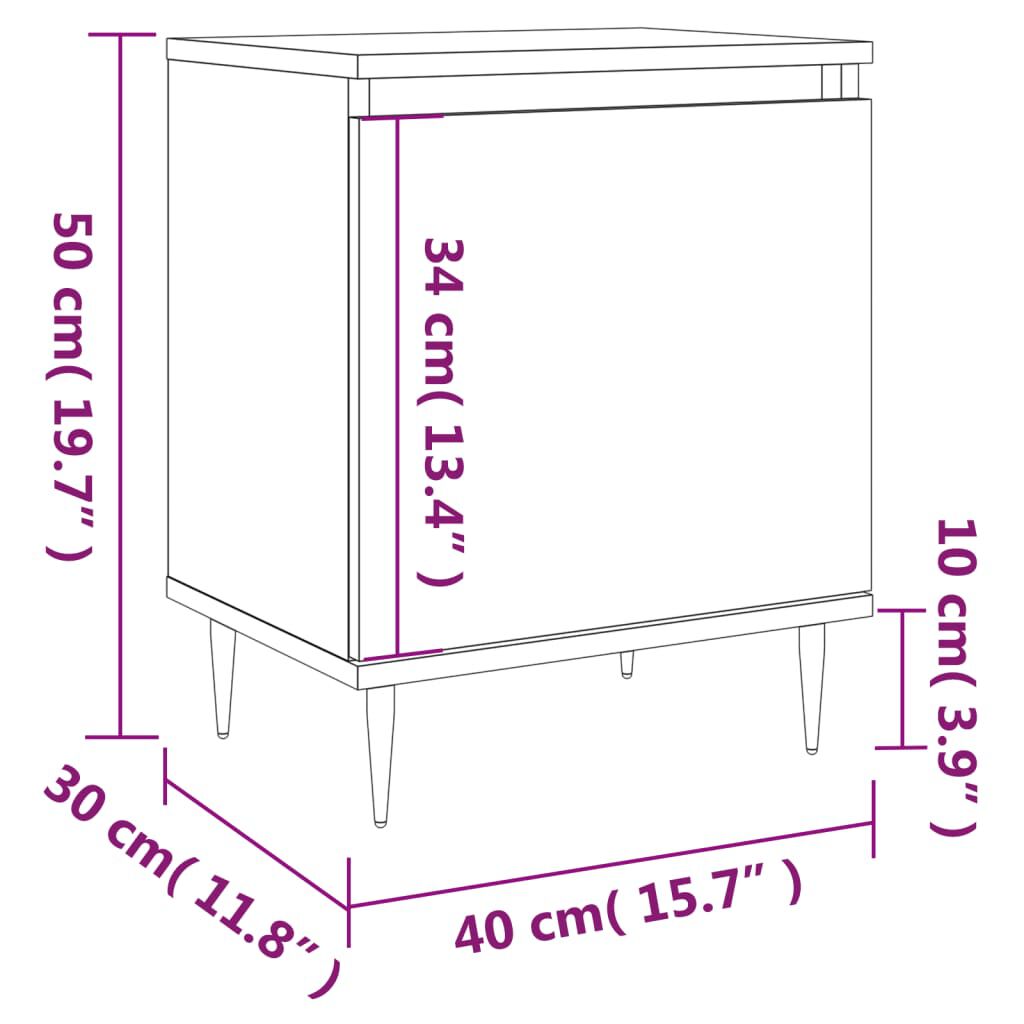vidaXL Κομοδίνα 2 τεμ. Καπνιστή Δρυς 40x30x50εκ από Επεξεργασμένο Ξύλο