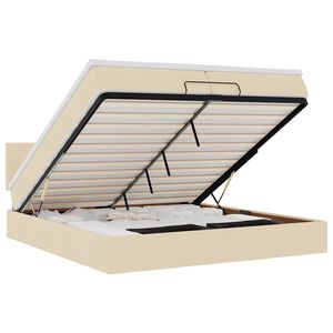 vidaXL Οθωμανικό κρεβάτι με στρώματα & LEDs Κρέμα 200x200cm ύφασμα