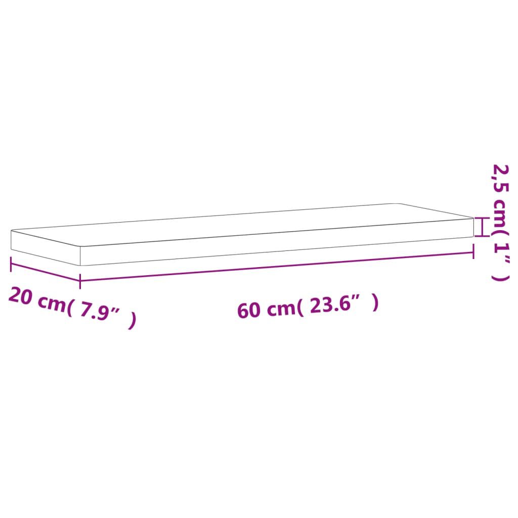 vidaXL Ράφι Τοίχου 60x20x2,5 εκ. από Μασίφ Ξύλο Οξιάς