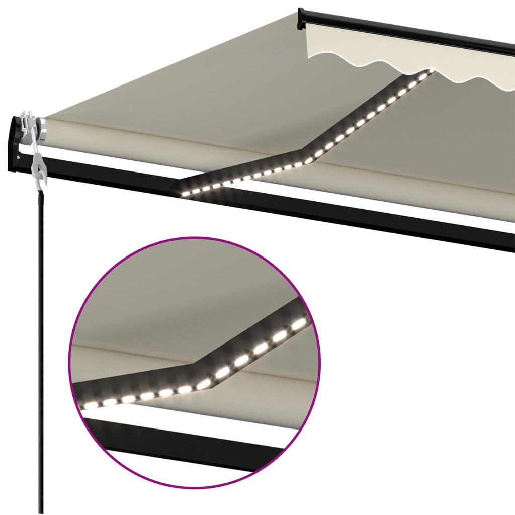 vidaXL Τέντα Αυτόματη με LED & Αισθητήρα Ανέμου Κρεμ 400x350 εκ.