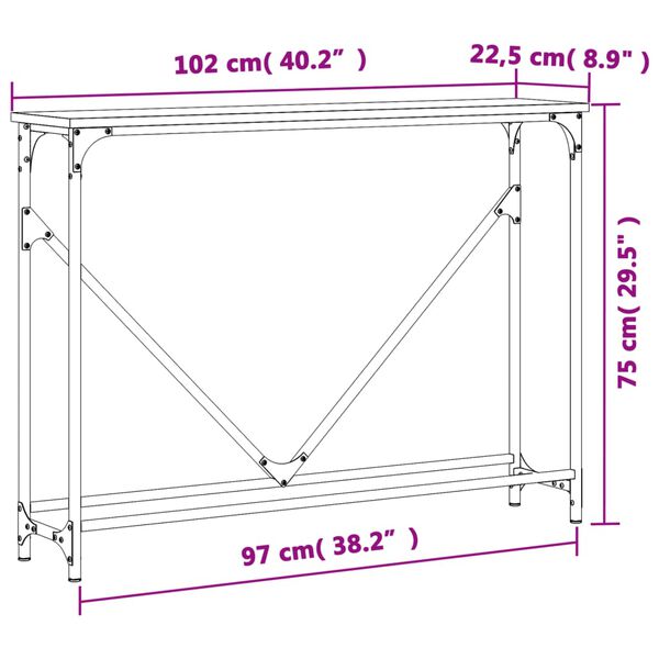 vidaXL Τραπέζι Κονσόλα Καπνιστή Δρυς 102 x 22,5 x 75 εκ. Επεξεργ. Ξύλο