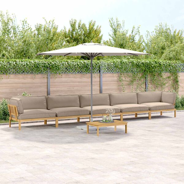 vidaXL &Sigma;&epsilon;&tau; &Kappa;&alpha;&nu;&alpha;&pi;έ &mu;&epsilon; &mu;&alpha;&xi;&iota;&lambda;ά&rho;&iota; 6 pcs Taupe &Sigma;&tau;&epsilon;&rho;&epsilon;ό &Xi;ύ&lambda;&omicron; &Alpha;&kappa;&alpha;&kappa;ί&alpha;&sigmaf;