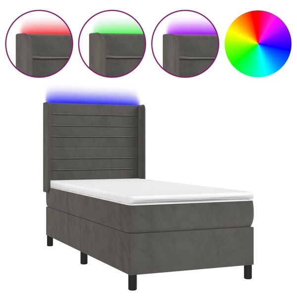 vidaXL &Kappa;&rho;&epsilon;&beta;ά&tau;&iota; Boxspring &mu;&epsilon; &Sigma;&tau;&rho;ώ&mu;&alpha; & LED &Sigma;&kappa;. &Gamma;&kappa;&rho;&iota; 80x200 &epsilon;&kappa;. &Beta;&epsilon;&lambda;&omicron;ύ&delta;&iota;&nu;&omicron;