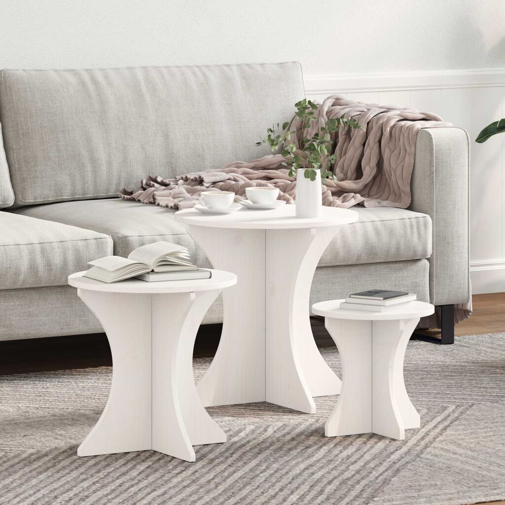 vidaXL Τραπεζάκι σαλονιού 3 pcs Λευκό 46 x 46 x 47 εκ.