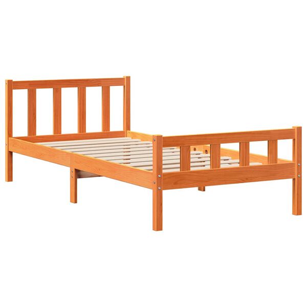 vidaXL Κρεβάτι Βιβλιοθήκη Χωρίς Στρώμα Καφέ 75x190 εκ Μασίφ Πεύκο