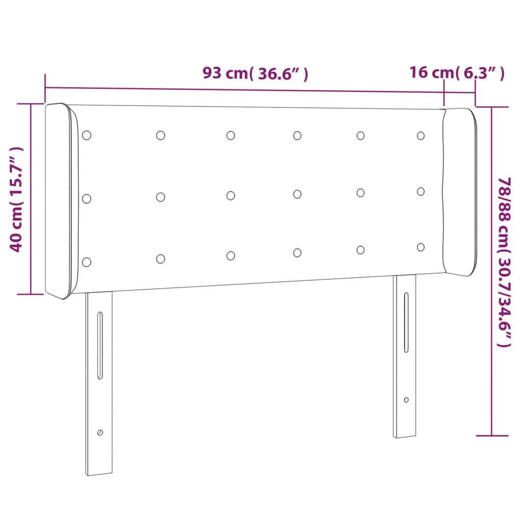vidaXL Κεφαλάρι Κρεβατιού LED Ανοιχτό Γκρι 93x16x78/88 εκ. Υφασμάτινο