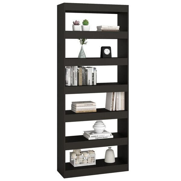 vidaXL Βιβλιοθήκη/Διαχωρ. Χώρου Μαύρο 80x30x198 εκ. Επεξεργ. Ξύλο