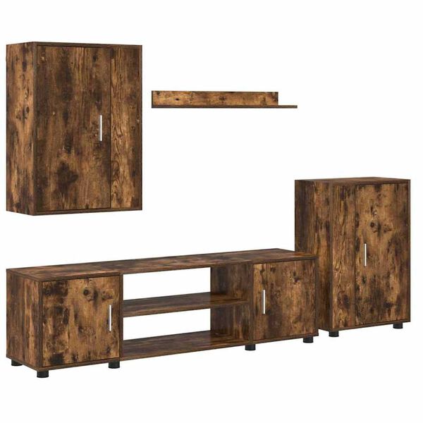 vidaXL Σετ 4 τεμαχίων για ντουλάπα τηλεόρασης 4 pcs Καπνιστή δρυς
