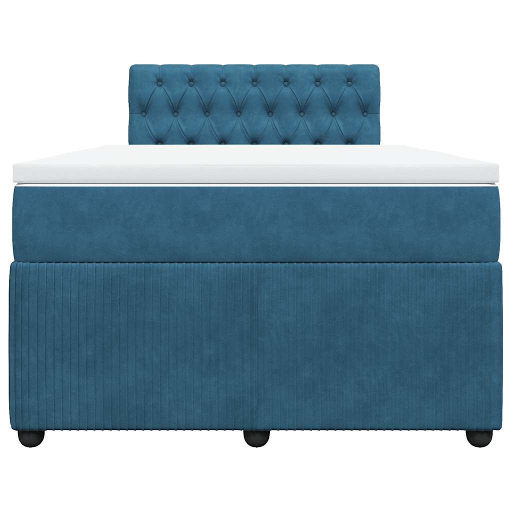 vidaXL Κρεβάτι Boxspring με Στρώμα Μπλε 120x190 εκ. Βελούδινο