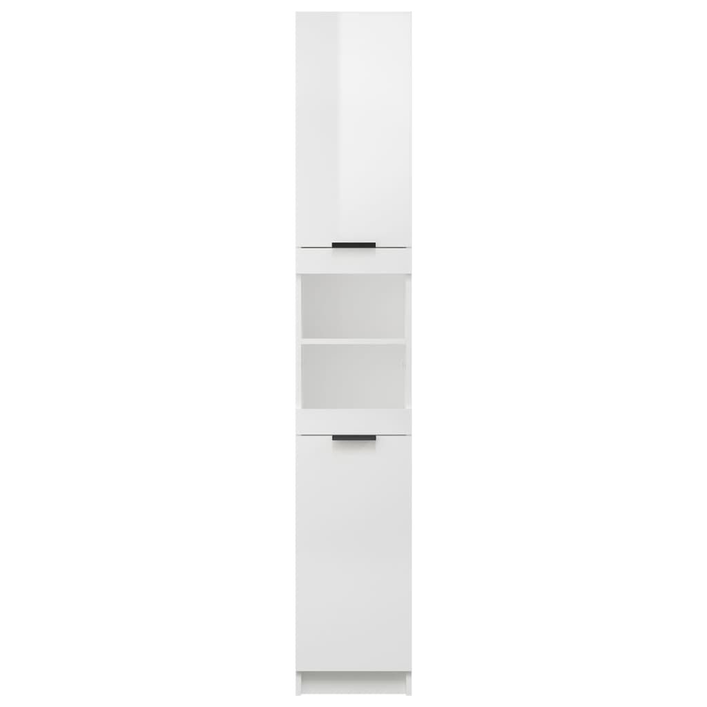 vidaXL Ντουλάπι Μπάνιου Γυαλιστερό Λευκό 32x34x188,5 εκ. Επεξεργ. Ξύλο