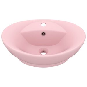 vidaXL Νιπτήρας με Υπερχείλιση Οβάλ Ροζ Ματ 58,5x39 εκ. Κεραμικός