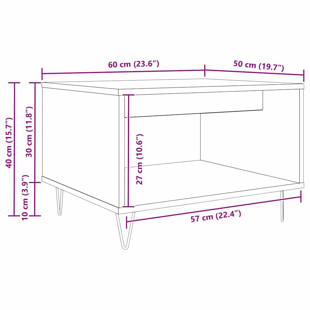 vidaXL Τραπεζάκι σαλονιού Μαύρη δρυς 60 x 50 x 40 εκ