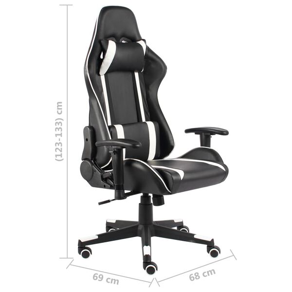 vidaXL Καρέκλα Gaming Περιστρεφόμενη Λευκή από PVC